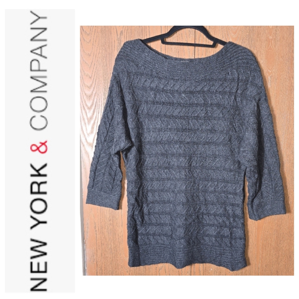 NY&Company Boat Neck Cable Knit Sweat ~sz M